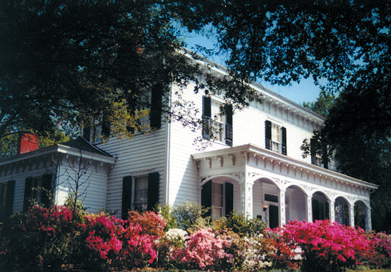 Antebellum house in Columbus, MS with azaleas