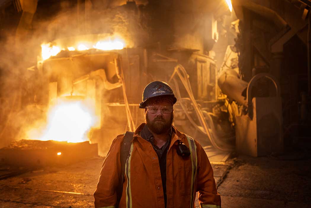 Worker in a steel foundry