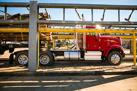 Truck hauling timber
