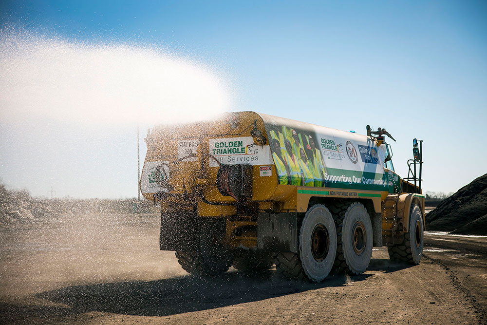 Truck spraying liquid